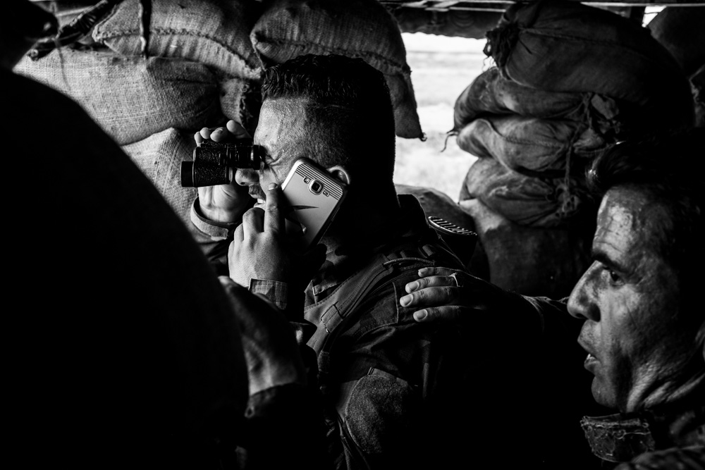 Peshmerga soldiers on the Gwer front line, southwestern Erbil, May 3, 2016. (Photo: Kurdistan24/Alexandre Afonso)